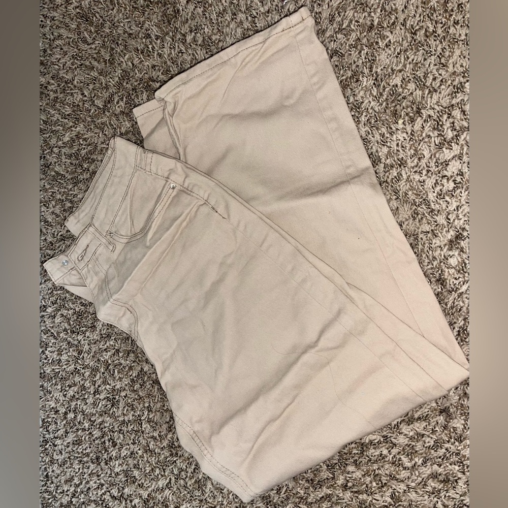 high waist slant pocket straight jeans